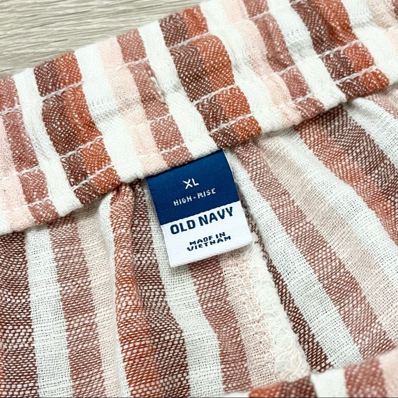 Old Navy XL High Rise Striped Linen Cotton Blend Elastic Waist Pull On Shorts - Picture 7 of 8